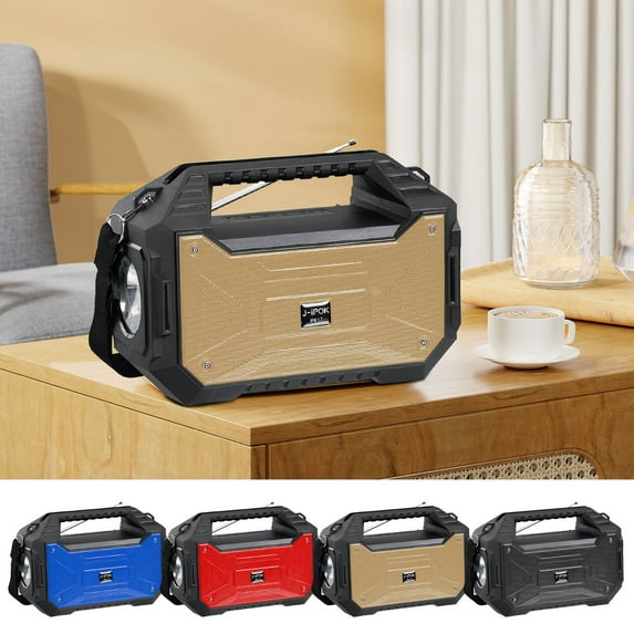 Nkmbld Waterproof Portable Speaker Bluetooth Speaker Wireless Card Radio Portable Outdoor Large Flashlight Solar Audio, Birthday Gifts, Gold