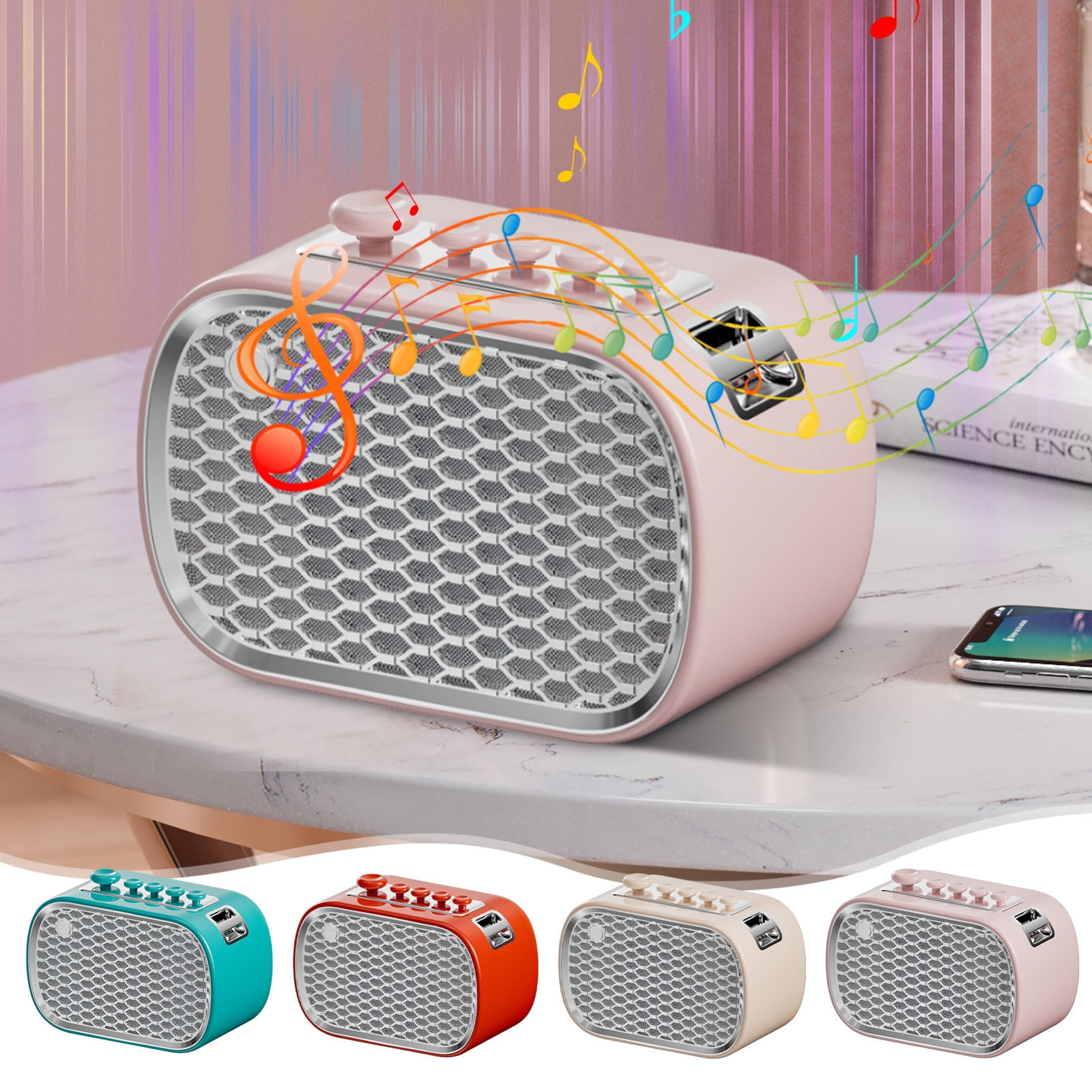 Nkmbld Waterproof Portable Speaker Multifunction Sleep Meter White Noise Speaker FM Wireless Bluetooth Computer Home Bedside Desktop Audio, Beige