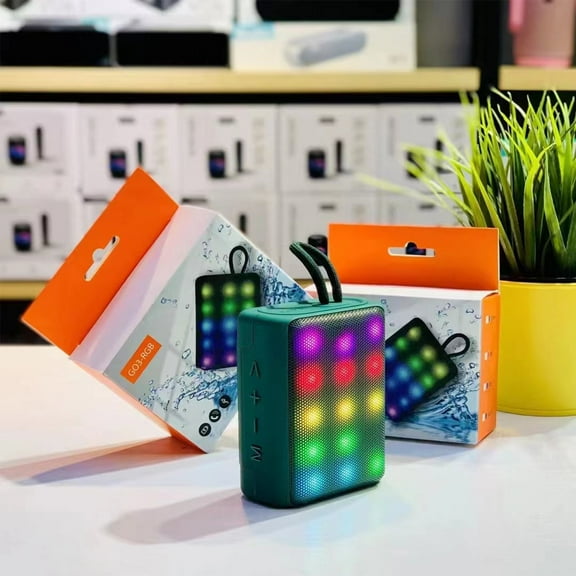 Nkmbld Waterproof Portable Speaker New Wireless Bluetooth Speaker Mini Speaker Body for Easy Portability Subwoofer LED Lights, Birthday Gifts, Green