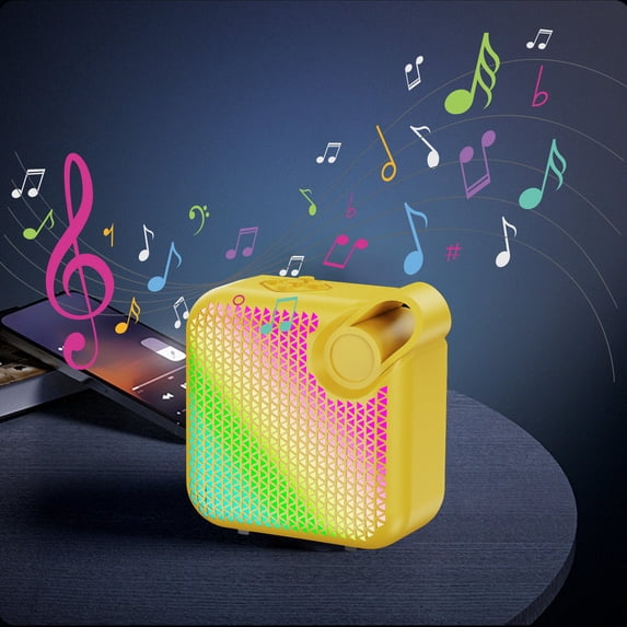 Nkmbld Waterproof Portable Speaker RGB Colorful High Battery Low Latency Bluetooth Multifunctional Wide Area Sound Effect 5.3 Bluetooth Speaker, Birthday Gifts, Yellow