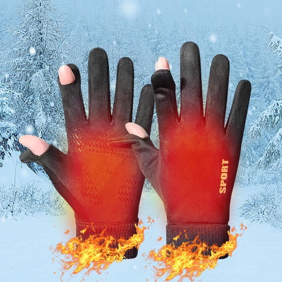 Nkmbld Winter Heated Gloves for Men Women, Waterproof Anti-Slip Warm Fleece Gloves for Cycling Biking Walking Sporting Driving Outdoor Sports