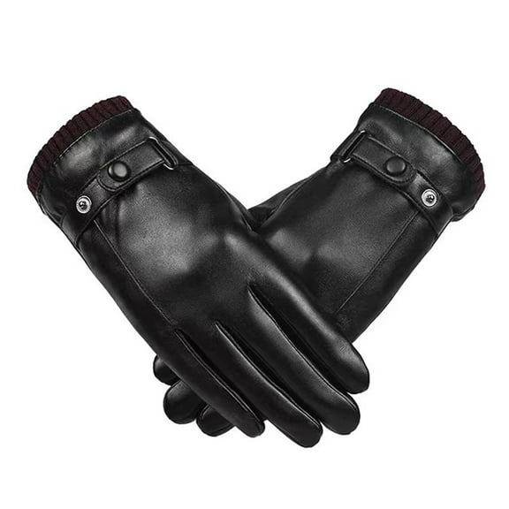 Nkmbld Winter Leather Gloves for Men Women, Thickened Velvet and Waterproof Anti-Slip Warm Gloves Touch Screen Heated Thermal Gloves for Outdoor Sports