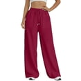 thumbnail image 1 of Nkmbld Women Linen Pants Wide Leg Drawstring Waist Pant Casual Summer Lounge with Pockets, 1 of 6