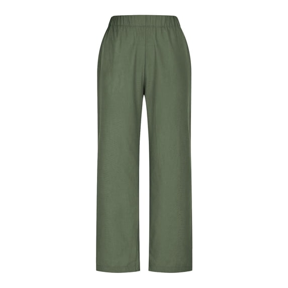 Nkmbld Women's Linen Pants Elastic Waist Summer Beach Vacation Casual Trousers with Pockets