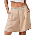 thumbnail image 1 of Nkmbld Women's Shorts Summer Casual Elastic Waist Boho Wide Leg Embroidered Beach Vacation Shorts, 1 of 5
