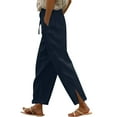 thumbnail image 1 of Nkmbld Women's Wide Leg Pants Work Office Business Pants Cotton Linen Casual Trousers with Buttons, 1 of 6