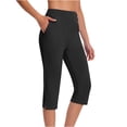thumbnail image 1 of Nkmbld Womens Capris Summer Solid Color Capris with Pocket Matching Slim Fitting Yoga Gym Pants Leggings, 1 of 6