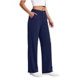 thumbnail image 1 of Nkmbld Womens Cotton Linen Pants Casual Button Elastic Waist Wide Leg Summer Trousers, 1 of 7
