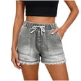 thumbnail image 1 of Nkmbld Womens Denim Shorts Lightweight Casual Trendy Elastic Waist Drawstring Comfy Frayed Jean Shorts, 1 of 9