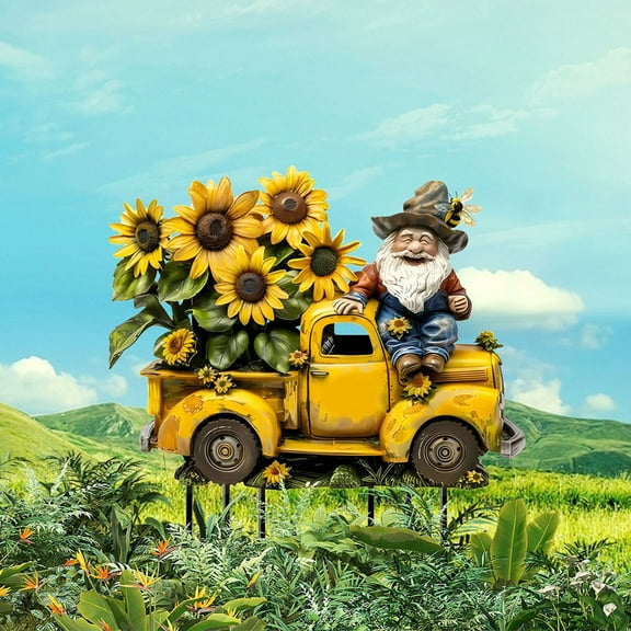 Nkmbld Yard Statues Bee Dwarf Truck Garden Pile Outdoor Pottery Decoration Statue for Patio, Balcony, Yard Ornament - Unique Housewarming Gifts