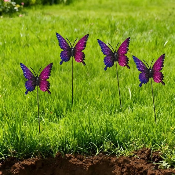 Nkmbld Yard Statues Decor, Metal Butterfly Garden Stakes Waterproof Butterfly Lawns Ornaments for Indoor Outdoor Yard Patio Plant Pot, Flower Bed