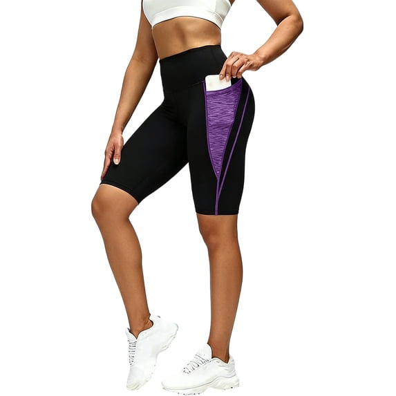 Nkmbld Yoga Shorts for Women High Waist Tummy Control Fitness Athletic Workout Running Shorts with Deep Pockets