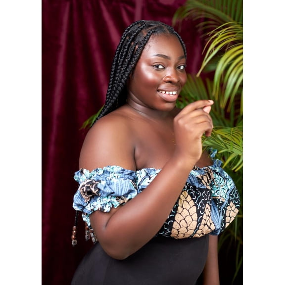 Nkunim(Victory)Short Sleeve Off Shoulder Drawstring Crop Top