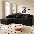 thumbnail image 1 of Nkurdsu 96" Modular Sectional Sofa, Boneless L-Shaped Cloud Couch, No Assembly Required, Modern Corduroy Sofa for Living Room, Black (Left Facing Chaise), 1 of 8