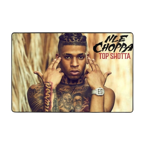 Nle Choppa Rug Non-Slip Locking Edge Carpet Thickened Large Size Door Mat, for Living Room Kitchen Hallway Bedroom Soft Machine Washable Floor Carpet 36"x24"