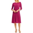 thumbnail image 1 of Nlife Women 3/4 Sleeve Round Neck Swing Midi Dress, 1 of 7