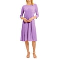 thumbnail image 1 of Nlife Women 3/4 Sleeve Round Neck Swing Midi Dress, 1 of 7