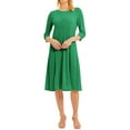 thumbnail image 1 of Nlife Women 3/4 Sleeve Round Neck Swing Midi Dress, 1 of 7