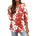 thumbnail image 1 of Nlife Women Bohemian 3/4 Sleeve V Neck Floral Print Shirt, 1 of 8