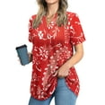 thumbnail image 1 of Nlife Women Bohemian Floral Print V-Neck Short Sleeve Casual Blouse Top., 1 of 7