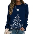 thumbnail image 1 of Nlife Women Christmas Stars Graphic Print Long Sleeve Crew Neck Sweatshirt, 1 of 4