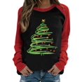 thumbnail image 1 of Nlife Women Christmas Tree Graphic Print Raglan Long Sleeve Round Neck Shirt, 1 of 2