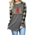 thumbnail image 1 of Nlife Women Christmas Trees Print Raglan Plaid Stiching Pullover Tops, 1 of 3