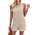 thumbnail image 1 of Nlife Women Crew Neck Sleeveless Front Pockets Rompers, 1 of 7