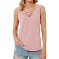 thumbnail image 1 of Nlife Women Sleeveless Criss Cross V Neck Casual Tank Top Basic Summer Outfits, 1 of 5