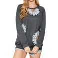 thumbnail image 1 of Nlife Women Dasiy Graphic Printed Round Neck Long Sleeve T-Shirt, 1 of 7