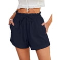 thumbnail image 1 of Nlife Women Elastic High Waisted Drawstring Side Pockets Athletic Shorts, 1 of 4