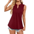 thumbnail image 1 of Nlife Women Elegant V Neck Sleeveless Flowy Pleated Tank Top, 1 of 7