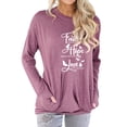 thumbnail image 1 of Nlife Women Faith Makes All Things Possible Letter Print Long Crew Neck Sleeve T-shirt, 1 of 4
