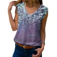 thumbnail image 1 of Nlife Women Floral Graphic Printed V Neck Sleeveless Gradient T-shirt, 1 of 7