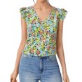 thumbnail image 1 of Nlife Women Floral Print V Neck Ruffle Short Sleeve Blouse, 1 of 7