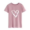 thumbnail image 1 of Nlife Women Heart Graphic Round Neck Short Sleeve Tee Shirt, 1 of 5