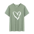 thumbnail image 1 of Nlife Women Heart Graphic Round Neck Short Sleeve Tee Shirt, 1 of 5