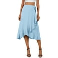thumbnail image 1 of Nlife Women Ruffle Wrap Skirt Tie High Waist Boho Flowy High Low Hem Asymmetrical Midi Beach Skirt, 1 of 8