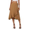 thumbnail image 1 of Nlife Women Ruffle Wrap Skirt Tie High Waist Boho Flowy High Low Hem Asymmetrical Midi Beach Skirt, 1 of 8