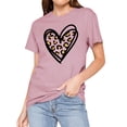 thumbnail image 1 of Nlife Women Leopard Heart Graphic Crew Neck Short Sleeve Shirt, 1 of 6