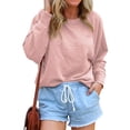 thumbnail image 1 of Nlife Women Long Sleeve Crew Neck Solid Color Basic Sweatshirts, 1 of 2
