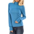 thumbnail image 1 of Nlife Women Long Sleeve Mock Neck Solid Color Bottom Pullover Shirt, 1 of 3