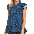 thumbnail image 1 of Nlife Women Ruffled Short Sleeve Button Closure Polka Dots Shirt,S, 1 of 7