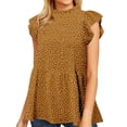 thumbnail image 1 of Nlife Women Ruffled Short Sleeve Button Closure Polka Dots Shirt, 1 of 2