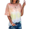 thumbnail image 1 of Nlife Women Short Sleeve Crew Neck Tie Dyed Shirt, 1 of 3