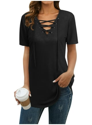 Lace Up V Neck Top