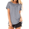 thumbnail image 1 of Nlife Women Short Sleeve Round Neck Solid Color Summer Basic Tee Shirt, 1 of 3