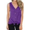 thumbnail image 1 of Nlife Women Sleeveless V Neck Buttons Tie Front Tank Top, 1 of 6