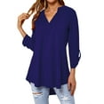 thumbnail image 1 of Nlife Women Solid Color 3/4 Sleeve V Neck Shirt, 1 of 10
