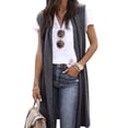 thumbnail image 1 of Nlife Women Solid Color Open Front Vest Lightweight Cardigan Tops Coat, 1 of 10